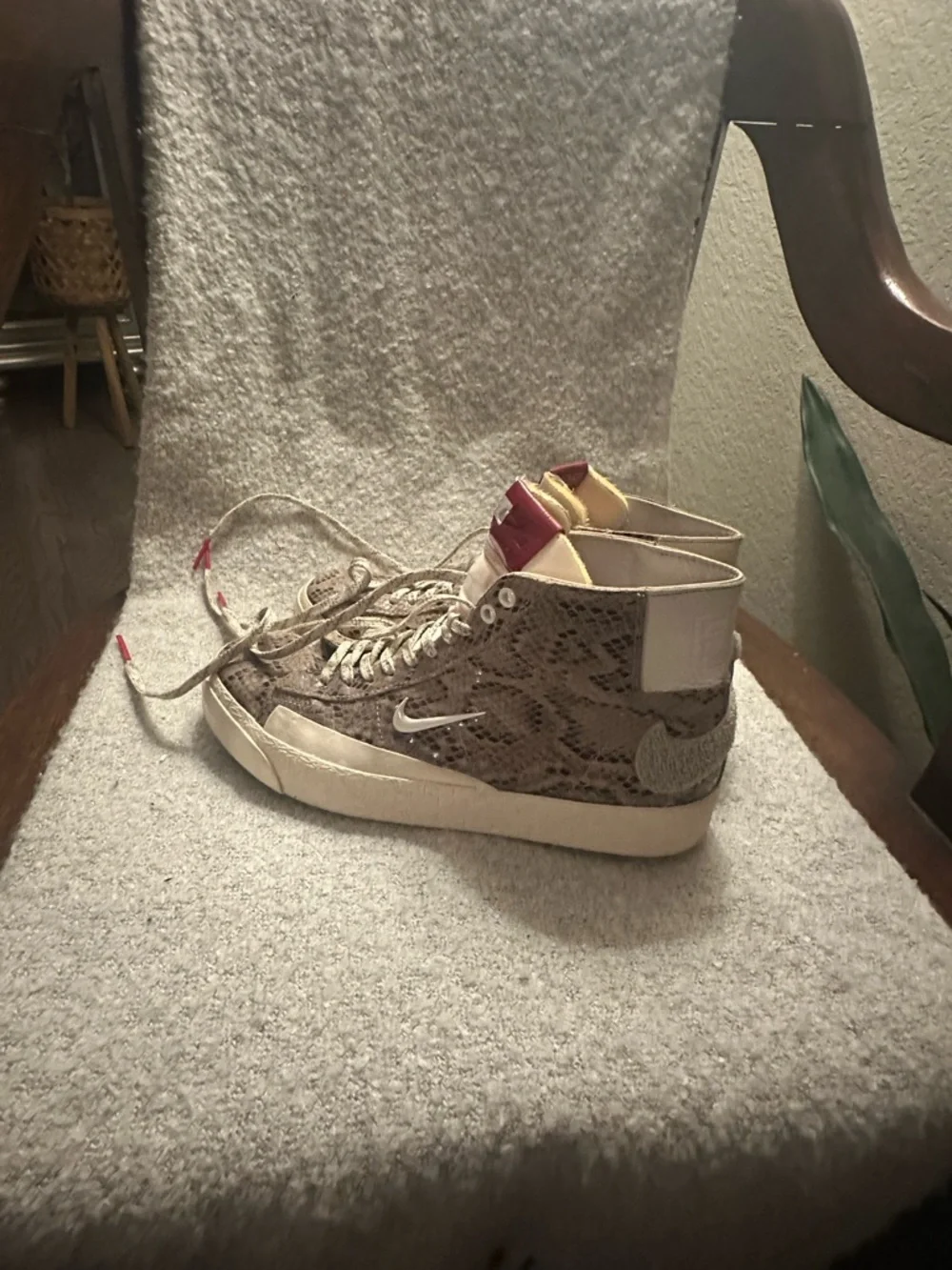Nike Unisex Mid-Top Snake Print Sneakers in Brown